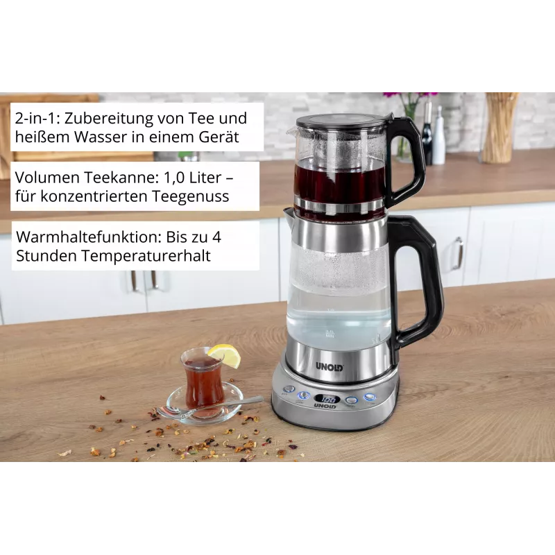 Unold 18215 Samovar Selin chaleira elétrica 1,7 L 1800 W aço inoxidável