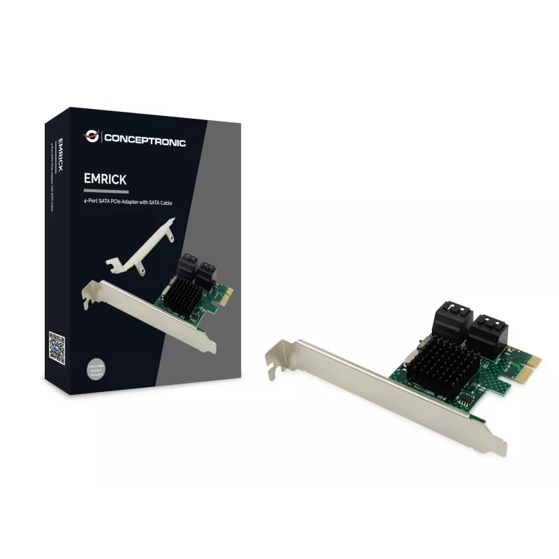 Adaptador Conceptronic EMRICK PCIe 4 portas SATA com cabo SATA