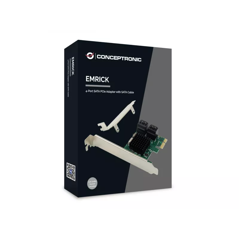 Adaptador Conceptronic EMRICK PCIe 4 portas SATA com cabo SATA