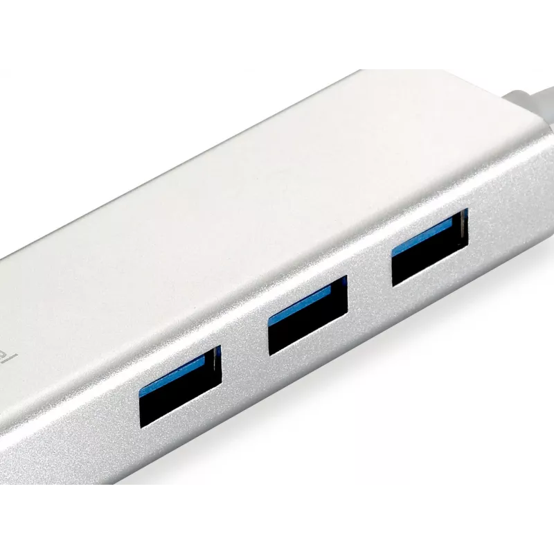 Adaptador de rede LevelOne Gigabit USB, hub USB, com fios, USB, Ethernet, 1000 Mbit/s, prateado, branco