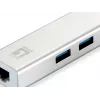 Adaptador de rede LevelOne Gigabit USB, hub USB, com fios, USB, Ethernet, 1000 Mbit/s, prateado, branco