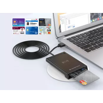 Leitor de cartões Smart-ID de interface dupla Conceptronic BIAN11B, USB 2.0, Near Field Communication (NFC), 1 m, preto, 100 g