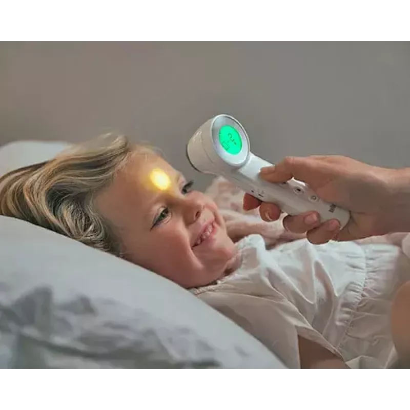 Termómetro digital de testa BRAUN BNT400 — medição à distância, intervalo 34–43 °C, precisão 0,1 °C, branco