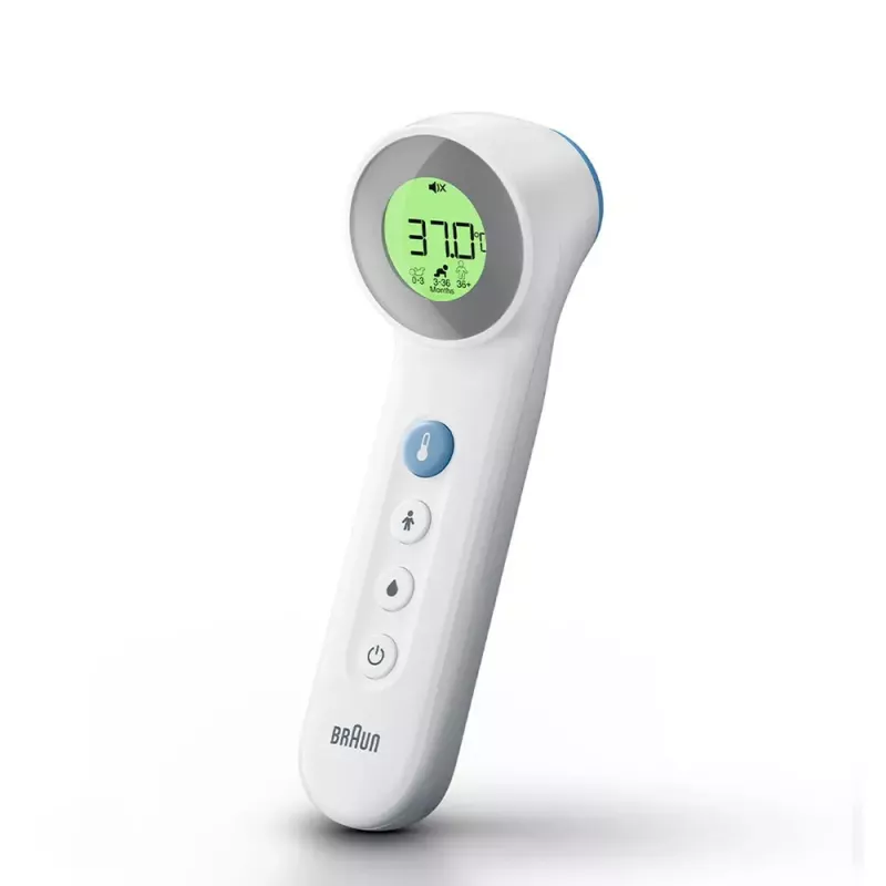 Termómetro digital de testa BRAUN BNT400 — medição à distância, intervalo 34–43 °C, precisão 0,1 °C, branco