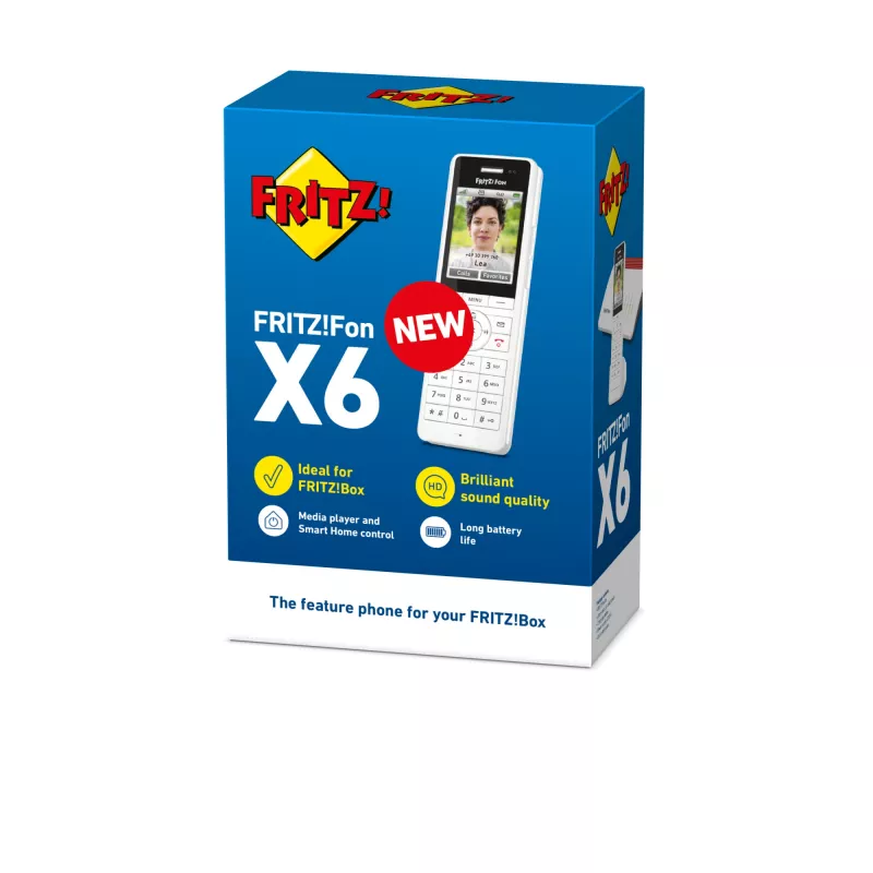 Telefone sem fios DECT FRITZ X6 branco International — alta-voz, atendedor de chamadas, agenda telefónica com 100 entradas