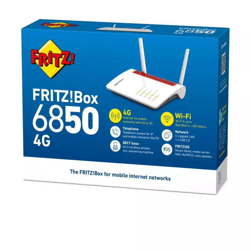 Box FRITZ 6850 4G International Router Wi-Fi Gigabit Ethernet Dual-Band (2,4 GHz / 5 GHz) branco
