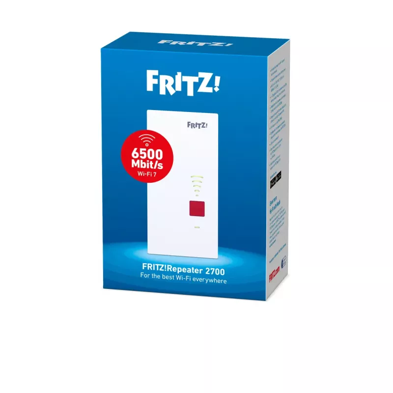 Repeater Wi-Fi AVM FRITZ! 2700 (Dual-Band, Wi-Fi 7 802.11be, 6500 Mbit/s, 2.5 GbE, antenas internas)