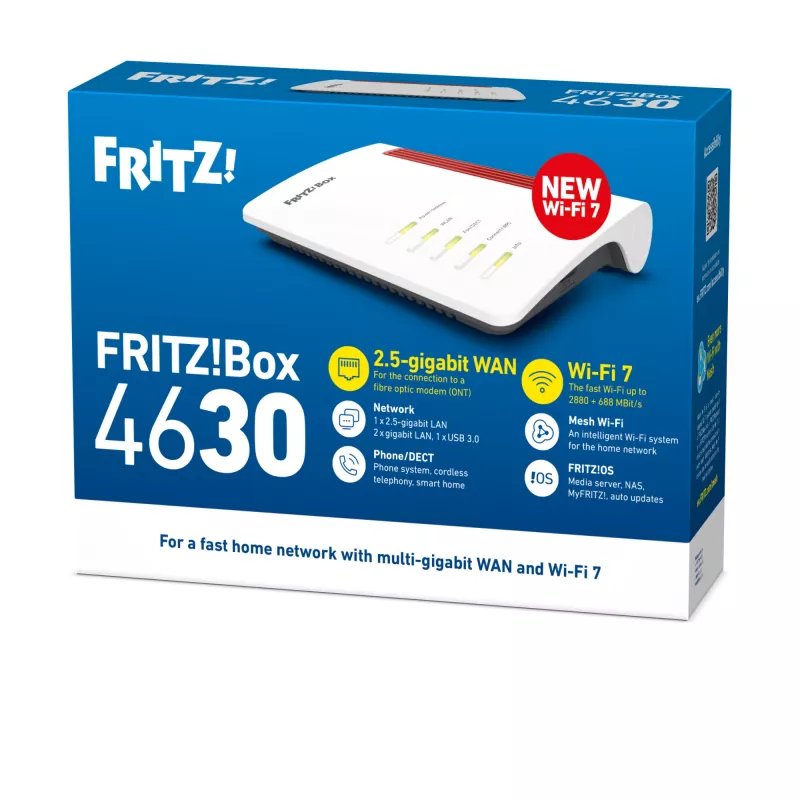 Box FRITZ 4630 International router sem fios 2.5 Gigabit Ethernet Dual-band (2.4 GHz / 5 GHz) branco