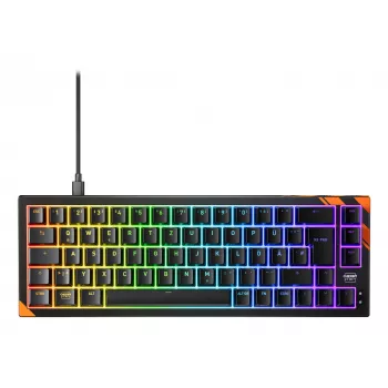 Teclado gaming mecânico Cherry K5 Pro TMR Compact – layout 65%, QWERTZ, iluminação RGB, cabo USB, cabo de 2 m, preto/laranja
