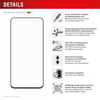 Displex película protetora de ecrã Premium (cobertura total, 10H) para Samsung Galaxy S24 FE, moldura de montagem Eco, cobertura total