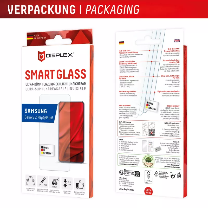 Displex Smart Glass película protetora de ecrã para Samsung Galaxy Z Flip5/Z Flip6 (02024)