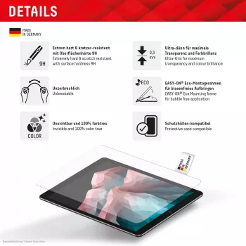 Displex Tablet Glass (9H) para Samsung Galaxy Tab S10+, moldura de montagem Eco, inquebrável