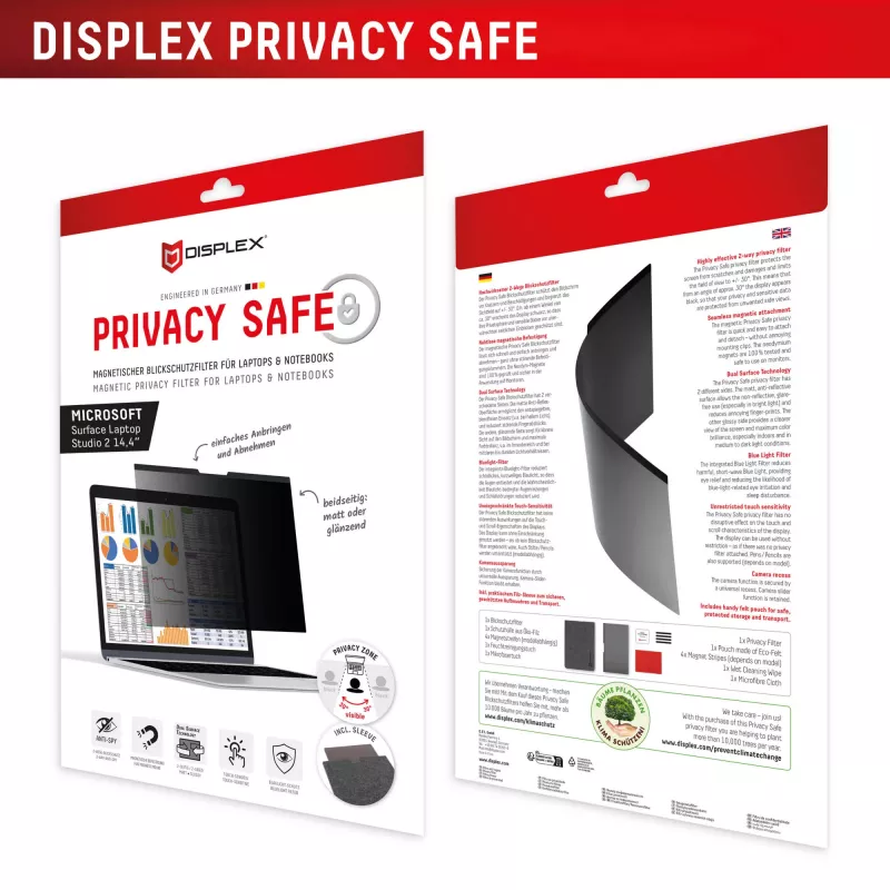 Displex PRIVACY SAFE filtro de privacidade magnético de 2 vias Surface Laptop Studio 2 14,4 polegadas