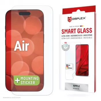 Displex Smart Glass (9H) para Apple iPhone Air, autocolante de montagem, inquebrável