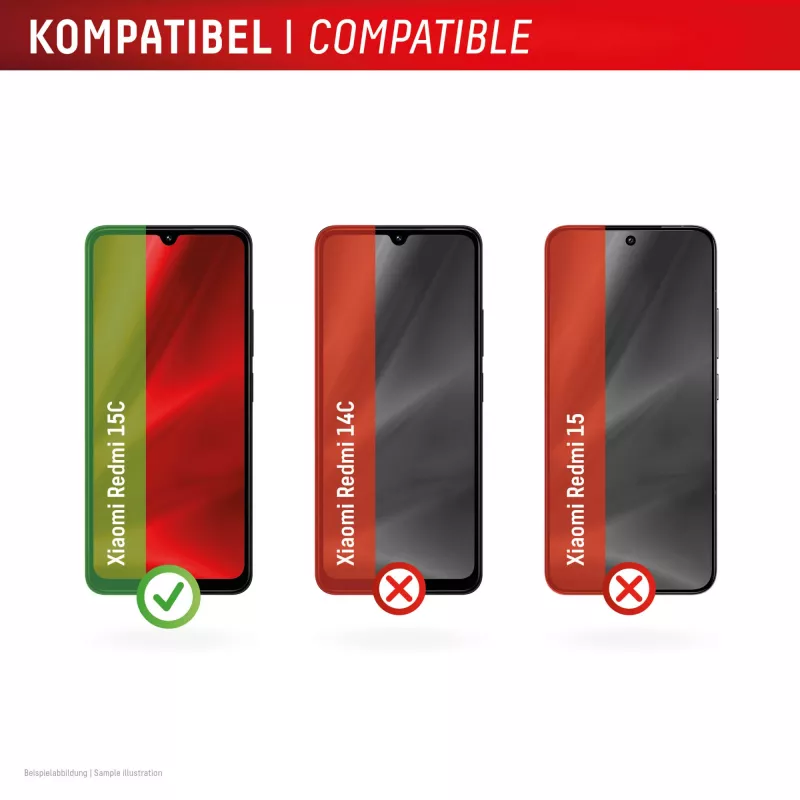 e.v.i. DISPLEX Smart Glass para Xiaomi Redmi 15C — película de vidro temperado, modelo 02198