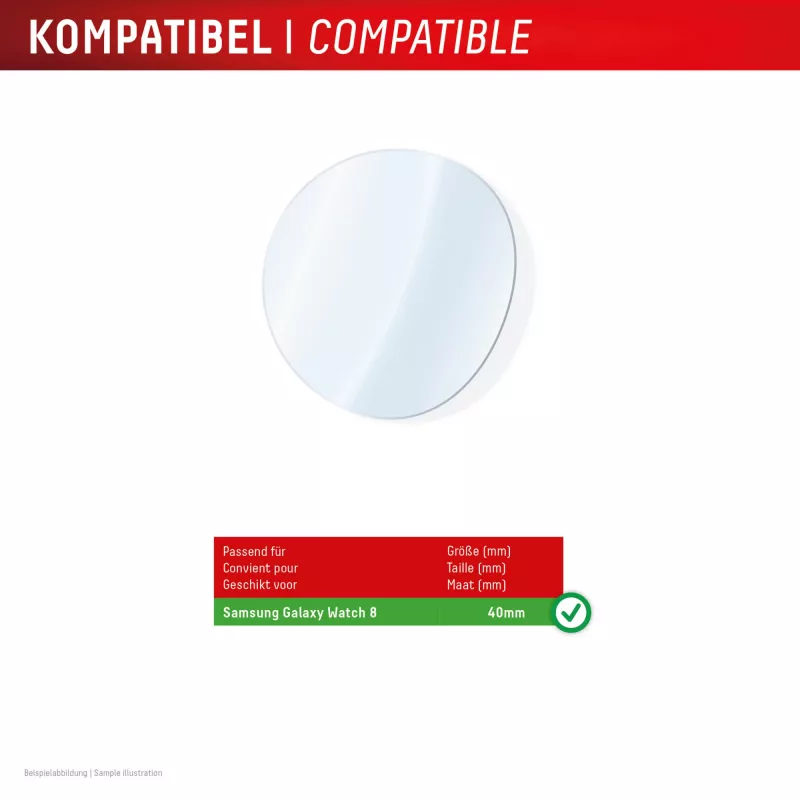Película de proteção de ecrã e.v.i. Displex vidro 9H para Galaxy Watch 8 40 mm, pack de 2, ultrafina, sem moldura, anti-dedadas