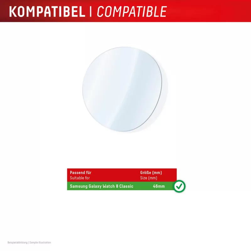 Película de proteção de ecrã e.v.i. Displex vidro 9H para Galaxy Watch 8 (46 mm) – pack de 2, ultrafina, sem moldura, anti-dedadas