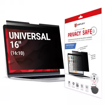 Filtro de privacidade e.v.i. Displex PRIVACY SAFE magnético 2 vias para portátil / notebook de 16 polegadas (16:10), sem moldura, brilhante/mate, 3H