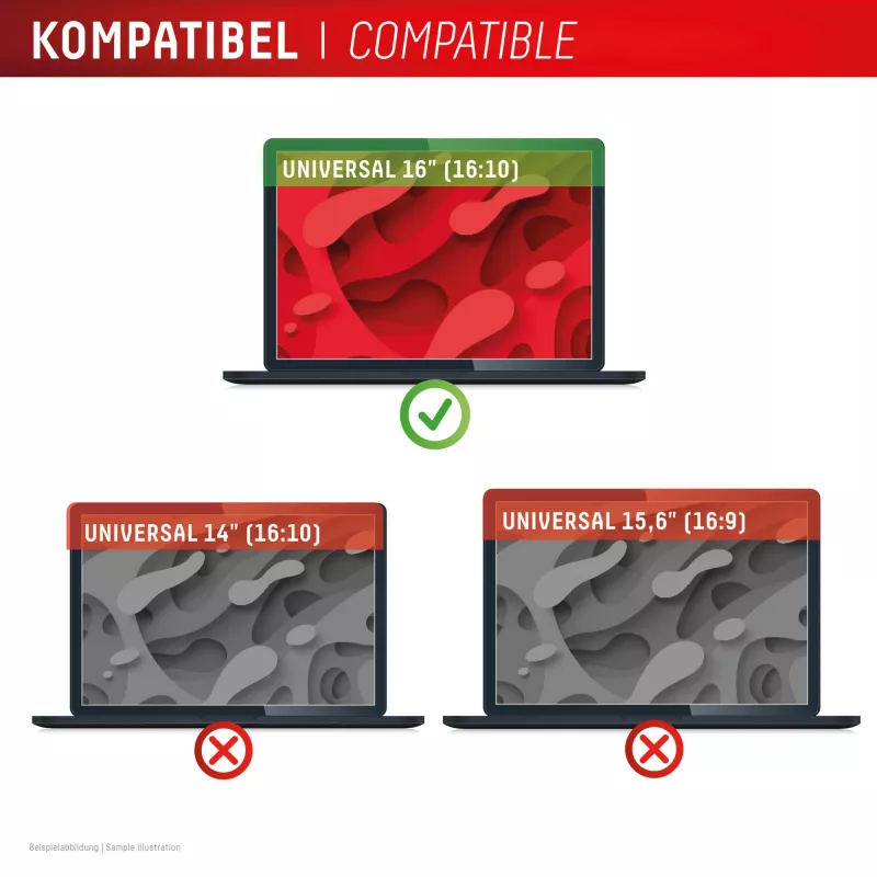 Filtro de privacidade e.v.i. Displex PRIVACY SAFE magnético 2 vias para portátil / notebook de 16 polegadas (16:10), sem moldura, brilhante/mate, 3H