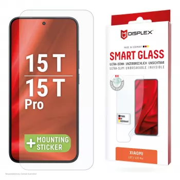 Protetor de ecrã em vidro temperado Smart Glass e.v.i. para Xiaomi 15T / 15T Pro (9H), autocolante de montagem, transparente
