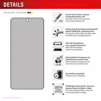 Vidro de proteção de ecrã com filtro de privacidade Displex (10H) para Samsung S26, filtro de privacidade