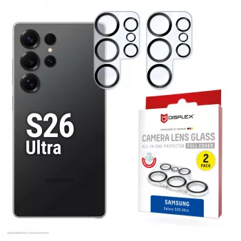 Vidro de lente da câmara com cobertura total para Galaxy S26 Ultra da e.v.i., vidro temperado 10H, resistente a pó/choques/riscos, montagem rápida, pack de 2