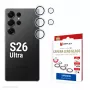Vidro de proteção para lente da câmara e.v.i. S26 Ultra (para Galaxy S26 Ultra), carbono temperado, 10H, DLC, Quick Mount, anel único, transparente