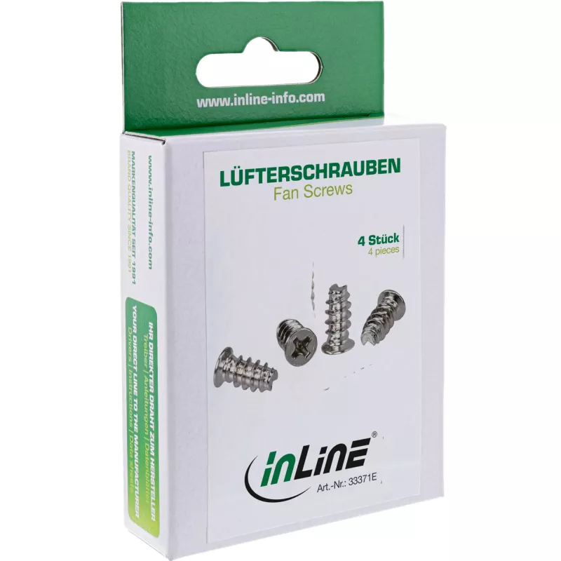 Parafuso para ventoinha InLine 5,0×10,0 mm niquelado, pack de 4