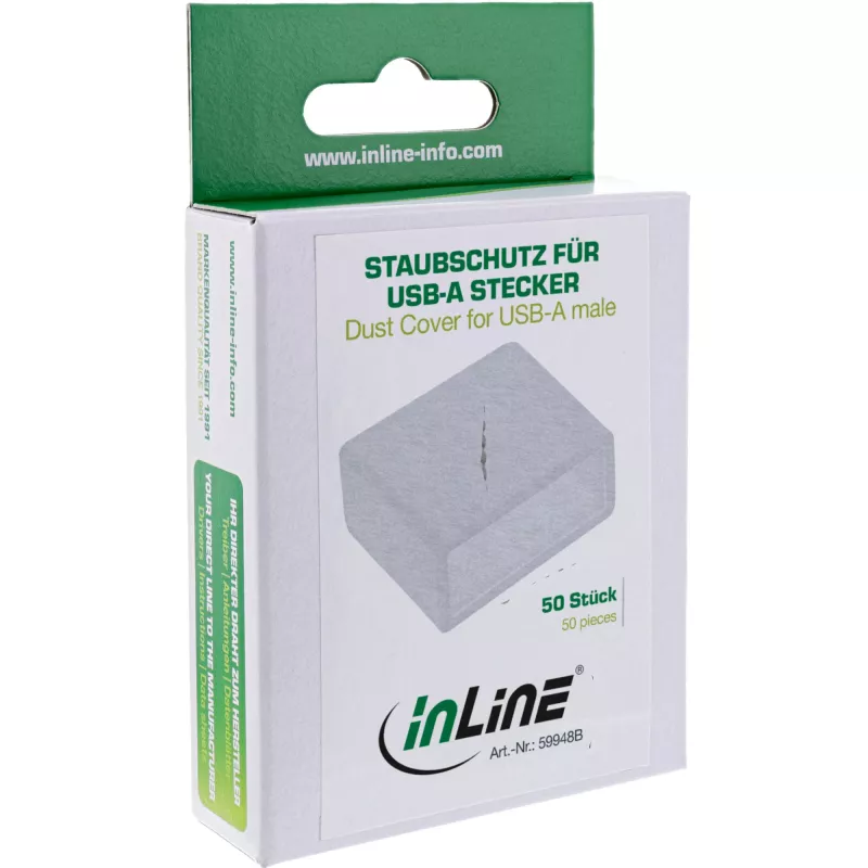 InLine Tampa de proteção contra pó para ficha USB-A, branco, 50 unid.