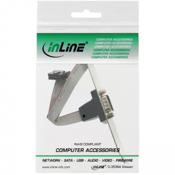 Chapa de slot serial InLine 9 pinos ficha para 10 pinos conector fêmea interno cabo 1:1, 0,6 m, cinzento