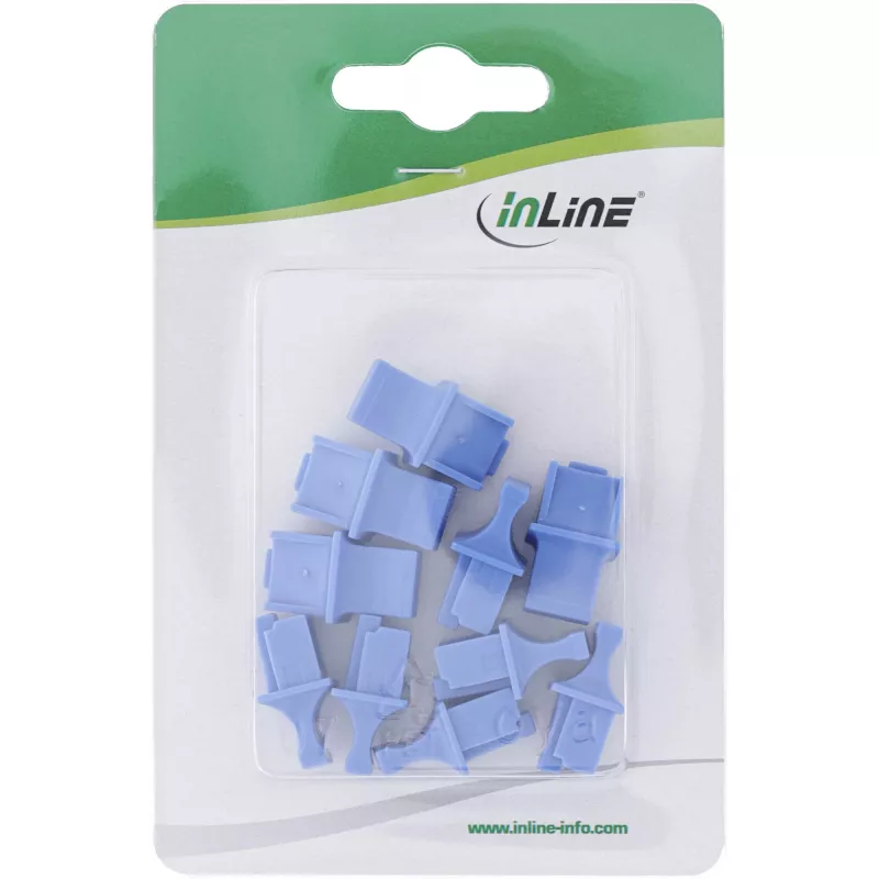 InLine Tampa de proteção contra pó para conector fêmea RJ45, azul, 10 unid.