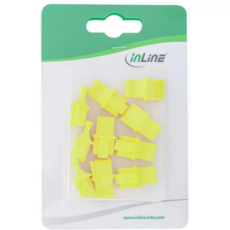 InLine Tampa de proteção contra pó para conector fêmea RJ45, amarelo, 10 unid.