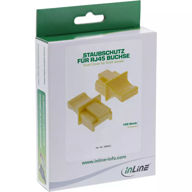 InLine Tampa de proteção contra pó para conector fêmea RJ45, amarelo, 100 unid.