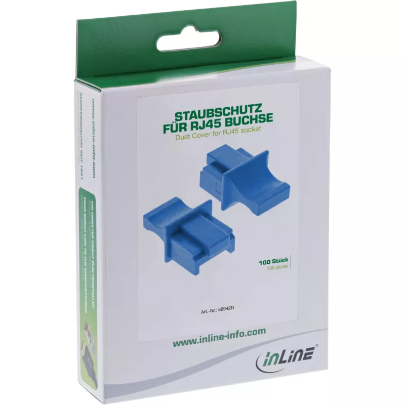 InLine Tampa de proteção contra pó para conector fêmea RJ45, azul, 100 unid.