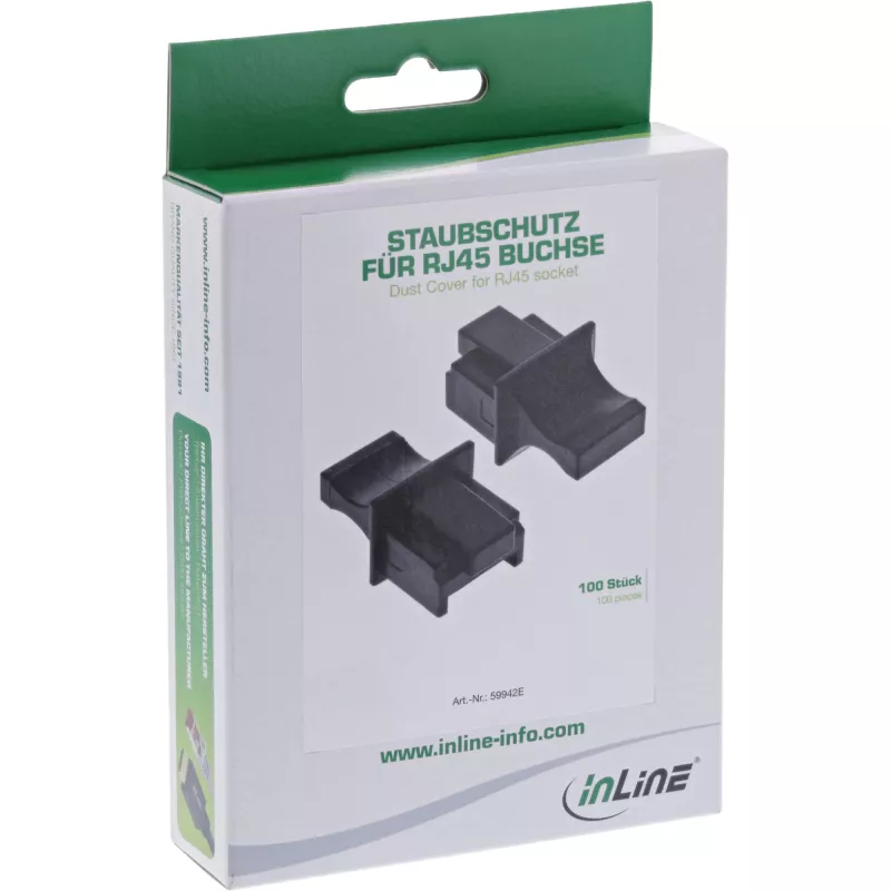 InLine Tampa de proteção contra pó para conector fêmea RJ45 preto 100 unid. 59942E