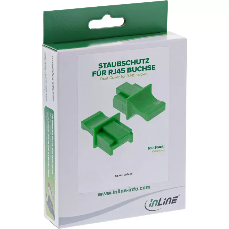 InLine Tampa de proteção contra pó para conector fêmea RJ45, verde, 100 unid.