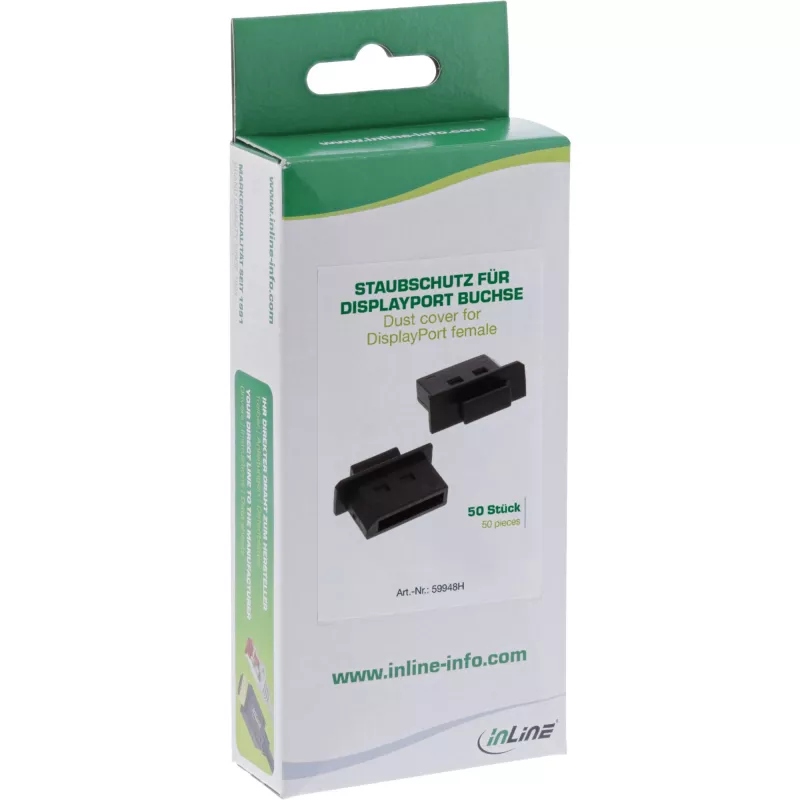 InLine Tampa de proteção contra pó para conector fêmea DisplayPort, preto, 50 unid.