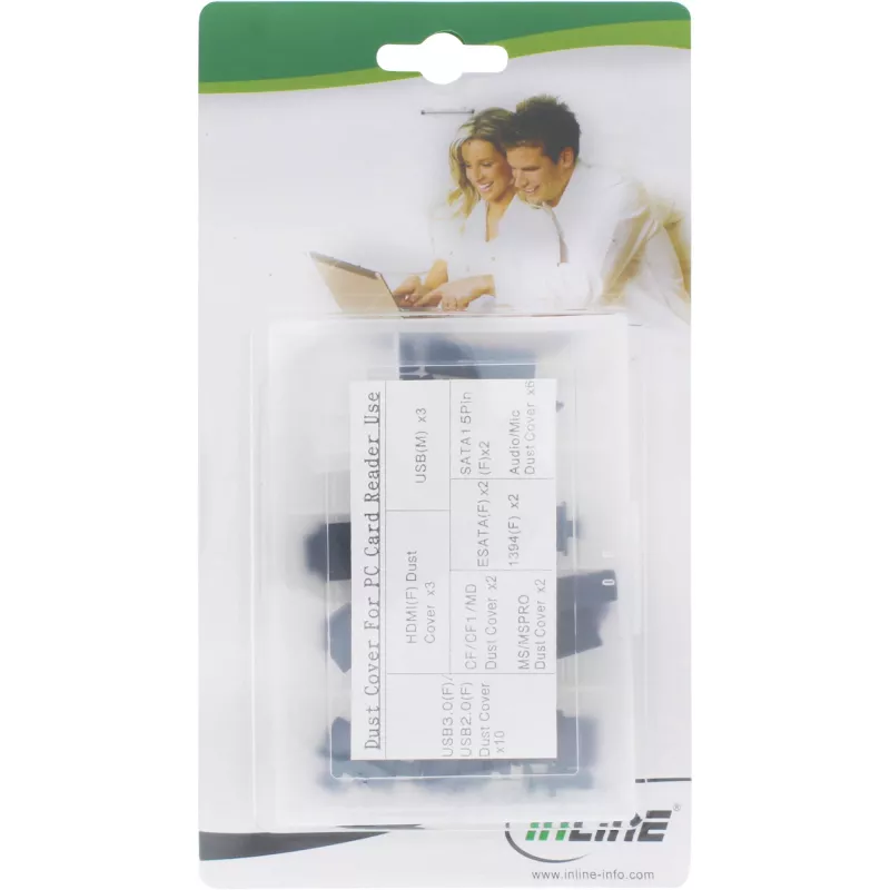 Conjunto de tampas de proteção contra pó InLine para painel frontal e leitor de cartões, 30 unid.