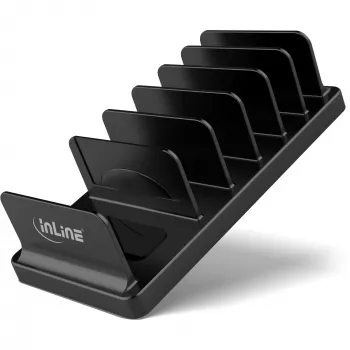 Suporte múltiplo InLine de 6 compartimentos, passivo, para secretária ou prateleira, preto