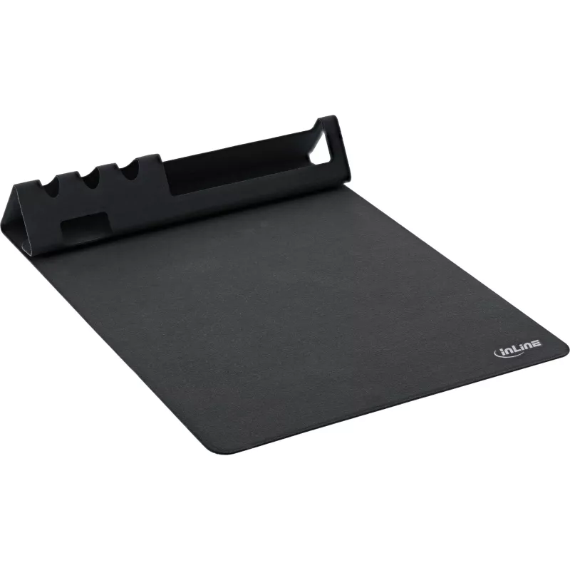 Tapete de rato InLine 55261 — tapete multifuncional de borracha com suporte para smartphone e caneta, 250×? mm, preto