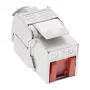 Módulo snap-in keystone jack RJ45 InLine Cat.6a, com tampa de proteção contra pó, vermelho