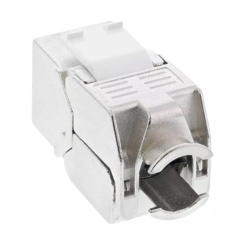 Módulo snap-in keystone jack RJ45 InLine Cat.6a, com tampa de proteção contra pó, vermelho