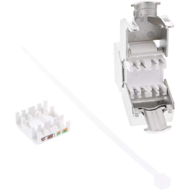 Módulo snap-in keystone jack RJ45 InLine Cat.6a, com tampa de proteção contra pó, vermelho