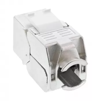 Módulo snap-in keystone jack RJ45 InLine Cat.6a, com tampa de proteção contra pó, azul