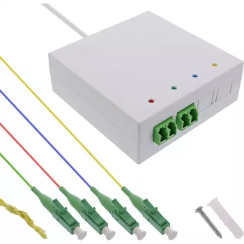 Caixa de ligação FTTH InLine pré-montada 4x LC/APC 9/125µm 40 m