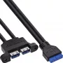 Cabo USB 3.2 Gen 1 interno InLine 33390K, placa-mãe para 2x conector fêmea USB-A, 0,45 m