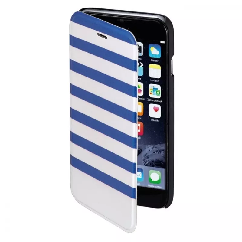 Capa para telemóvel Hama Stripes 11,9 cm (4,7 polegadas) capa tipo carteira azul, branco