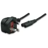 Manhattan Cabo de alimentação, ficha UK 3 polos para conector fêmea C7 (conector de aparelho), 1,8 m, 13 A, preto, cabo, garantia vitalícia