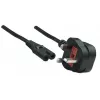 Manhattan Cabo de alimentação, ficha UK 3 polos para conector fêmea C7 (conector de aparelho), 1,8 m, 13 A, preto, cabo, garantia vitalícia