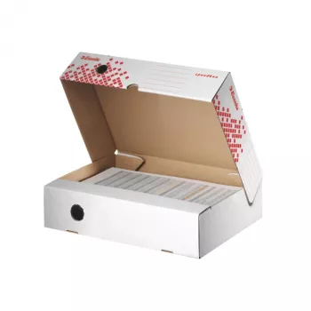 Caixa de arquivo Esselte Speedbox FSC® horizontal 80 mm, vermelho, branco, A4, 180 g, 80 x 350 x 250 mm
